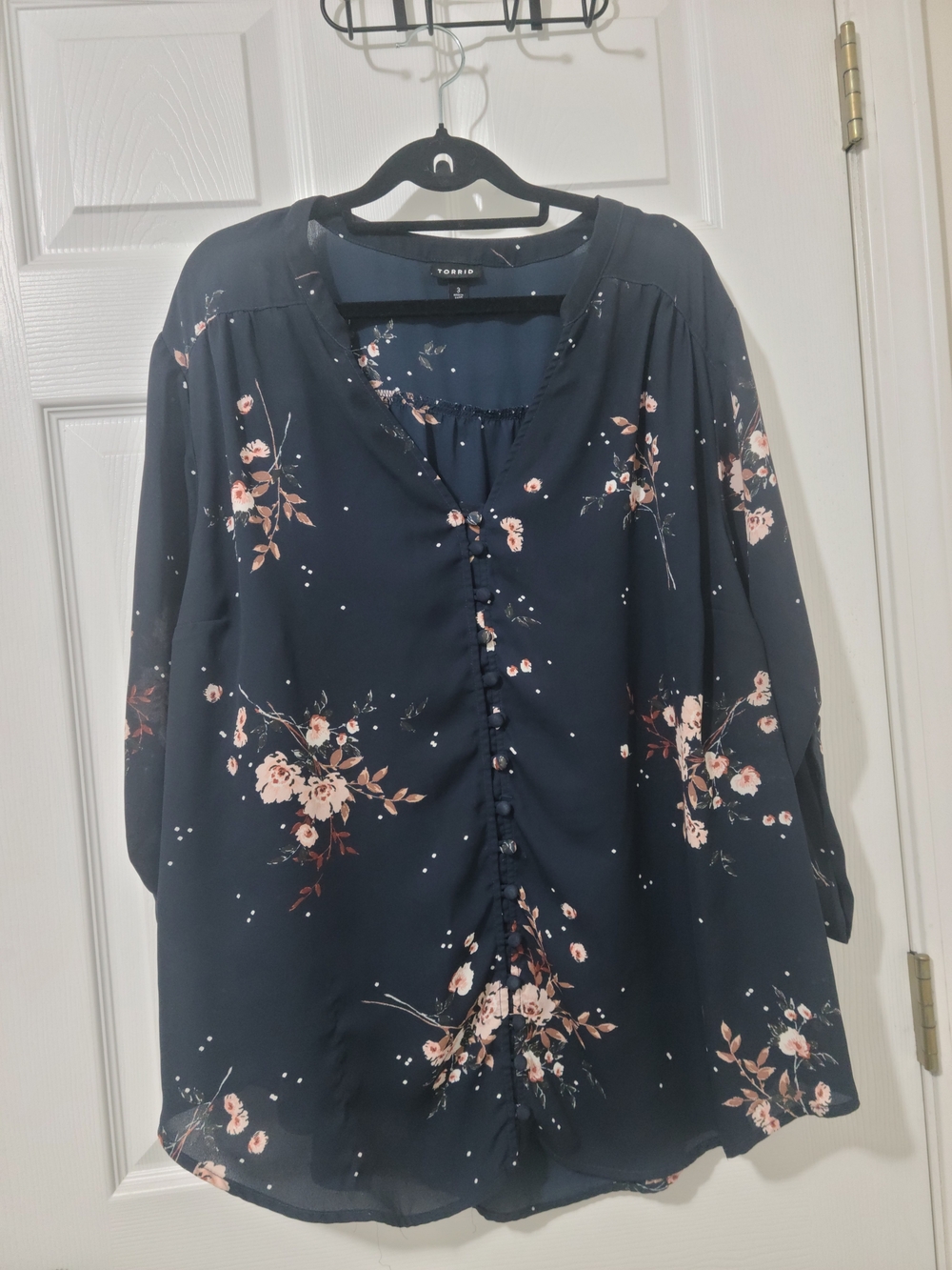 torrid Navy Floral Button-Front Blouse